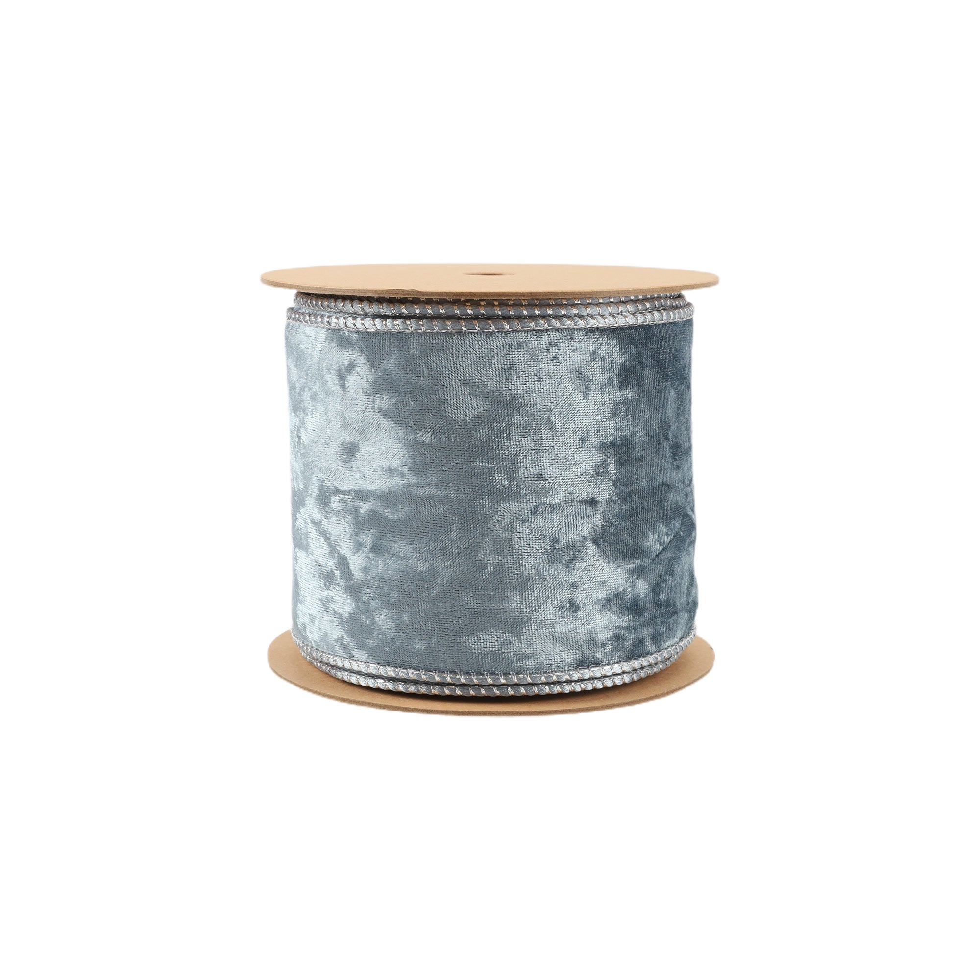 LaRibbons 4" Reversible Frosted Velvet Wired Ribbon, Blue/Blue, 10 Yard Roll