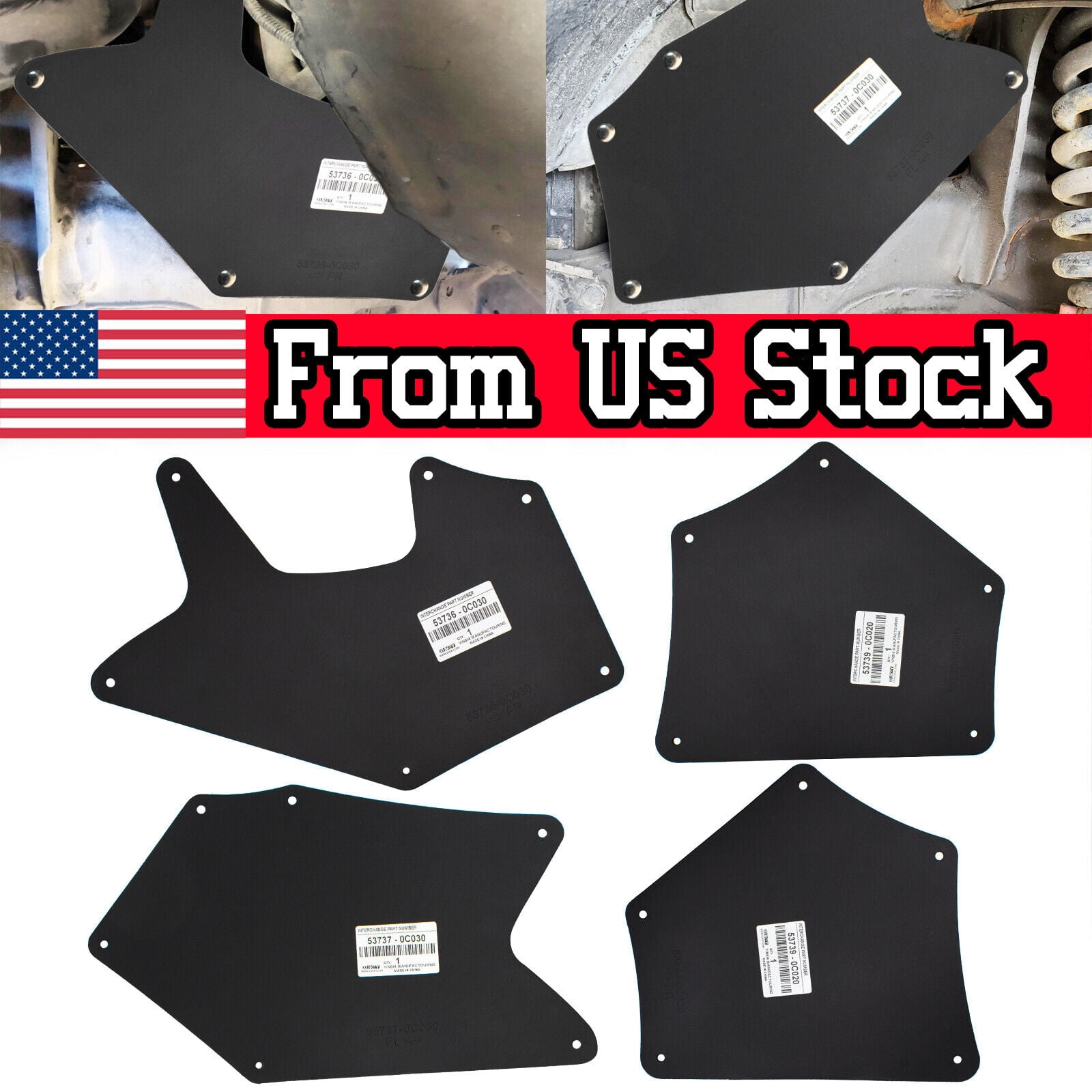 XUKEY 4PCS Fender Liner Splash Shield Guards Mud Flaps for Toyota Tundra Sequoia 2007 -2020