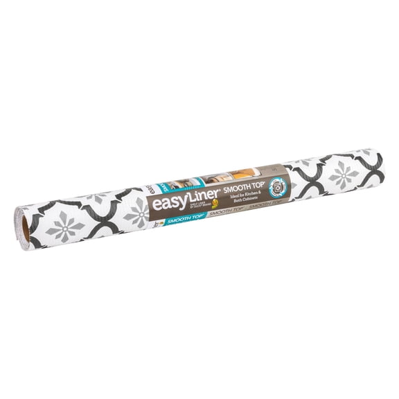 EasyLiner Smooth Top Shelf Liner, Grey Quatrefloral, 20 in. x 6 ft. Roll