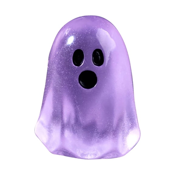 5-Piece Glow-in-the-Dark Mini Ghost Ornaments - Creative Luminous Resin Particles for Halloween Micro Landscape, Fairy Garden and Tabletop Decor Purple