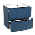thumbnail image 4 of Modern Wall-Mount Bathroom Vanity with Washbasin | Delux Blue Matte Collection | Non-Toxic Fire-Resistant MDF-32+12L-Simple Collection 32", 4 of 5