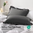 thumbnail image 5 of Lorviah 2 Pack Ruffle Pillow Cases, Ultra Soft & Breathable 20"x30" Queen Size Ruffled Pillow Covers, Pillow Shams with Envelope Closure, Dark Grey, 5 of 5