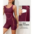 thumbnail image 4 of Beautyin Women's Athletic Boyleg One Piece Swimsuits with Pockets Racerback Modest Bathing Suit, 4 of 8