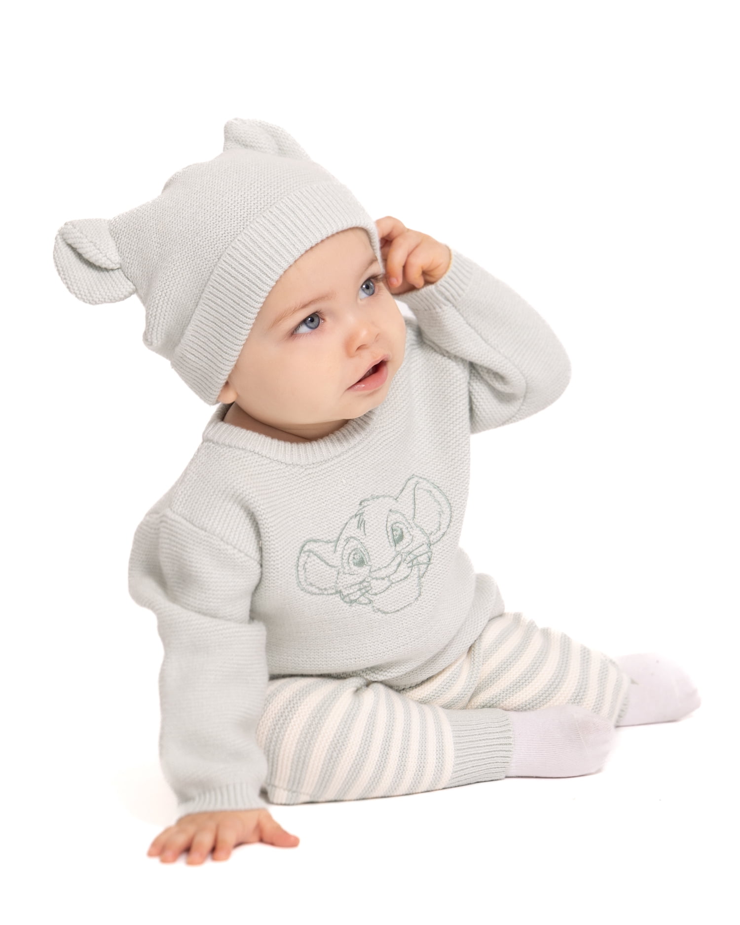 Disney Baby Wishes + Dreams The Lion King Crewneck Sweater, Pants and Hat Set, 3 Piece, Sizes 0/3M-18M