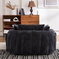 thumbnail image 4 of Noble House Oversized Chaise Lounge Chair,Deep Seat Chenille Sleeping Couch,Black, 4 of 10