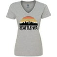 thumbnail image 3 of Inktastic Seattle Washington Skyline Sunset Women's V-Neck T-Shirt, 3 of 5