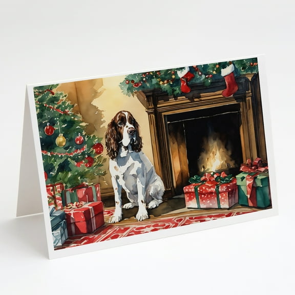 English Springer Spaniel Cozy Christmas Greeting Cards Pack of 8 7 in x 5 in
