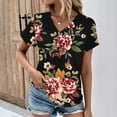 thumbnail image 2 of KIHOUT New Summer Fashion Tops for Women 2024, Ladies V-neck Fashionable Casual Short Sleeved Spring/summer Top Black L, 2 of 5