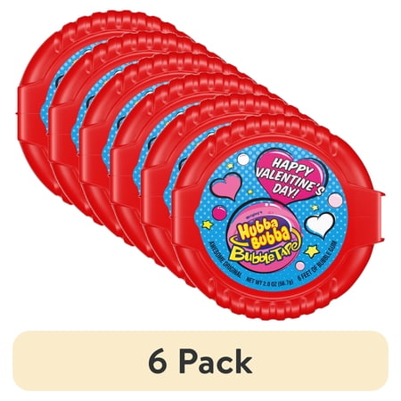 (6 pack) Hubba Bubba Valentine's Day Bubble Tape Chewing Gum - 2 oz Pack