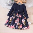 thumbnail image 2 of Edvintorg Kids Dresses for Girls New Fall Winter Floral Printed Long Sleeve Dress with Tie Bow 3-10 Years Girls Clothes Vestido Infantil, 2 of 6