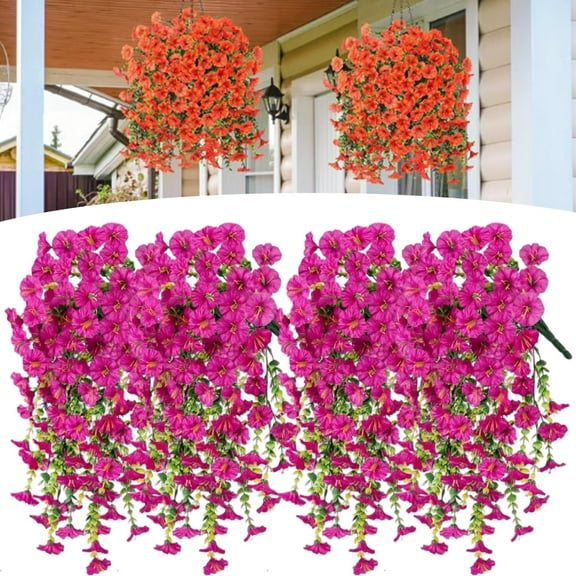Hanging Morning Glory Artificial Flowers, No Fade Fake Plastic Flowers