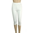 thumbnail image 3 of Frontwalk Women Workout Yoga Capris Leggings Solid Color Casual Pants Elastic Waist Capris Pants Jeggings White 2XL, 3 of 3