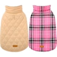 thumbnail image 2 of Kuoser Abrigo cálido para perros, chaqueta reversible para perros, impermeable, abrigo de invierno, estilo británico, ropa para perros a cuadros, abrigos para clima frío, chaqueta de nieve acogedora,, 2 of 4