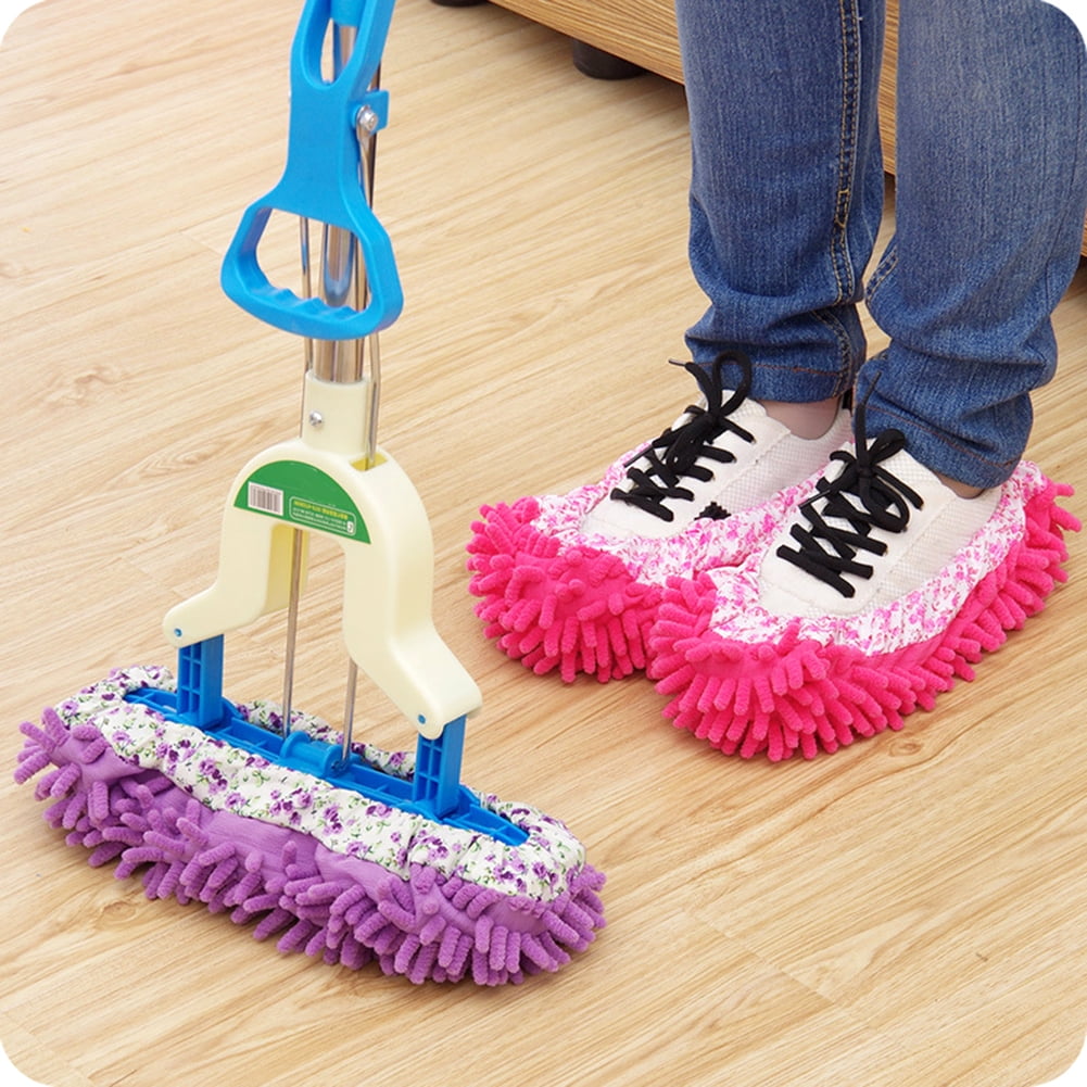Details about   2Pcs Kitchen Bathroom Cleaner Mop Fuzzy Slipper Floor Cleaning Tool Shoe Cover 