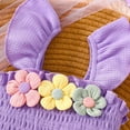 thumbnail image 4 of Coerni Toddler Baby Girl Easter Outfit Birthday Bell Bottom Overall Ruffle Romper Spring Clothes Jumpsuit Knitted Sweater Overalls, 4 of 8