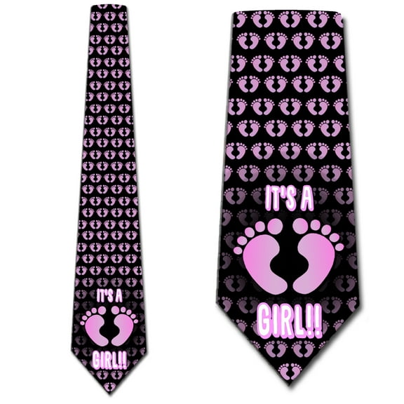 Footprints - It's a Girl!  Necktie Mens Tie by Three Rooker