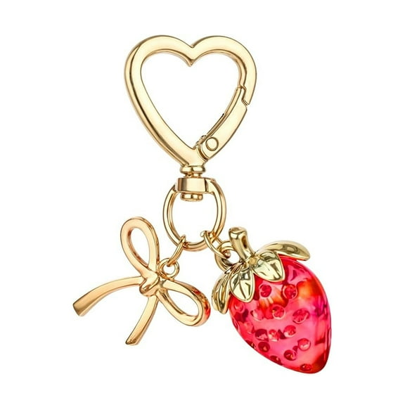 Necvior Elegant Charm Strawberry Keychain Accessory Convenient for Women and Teens