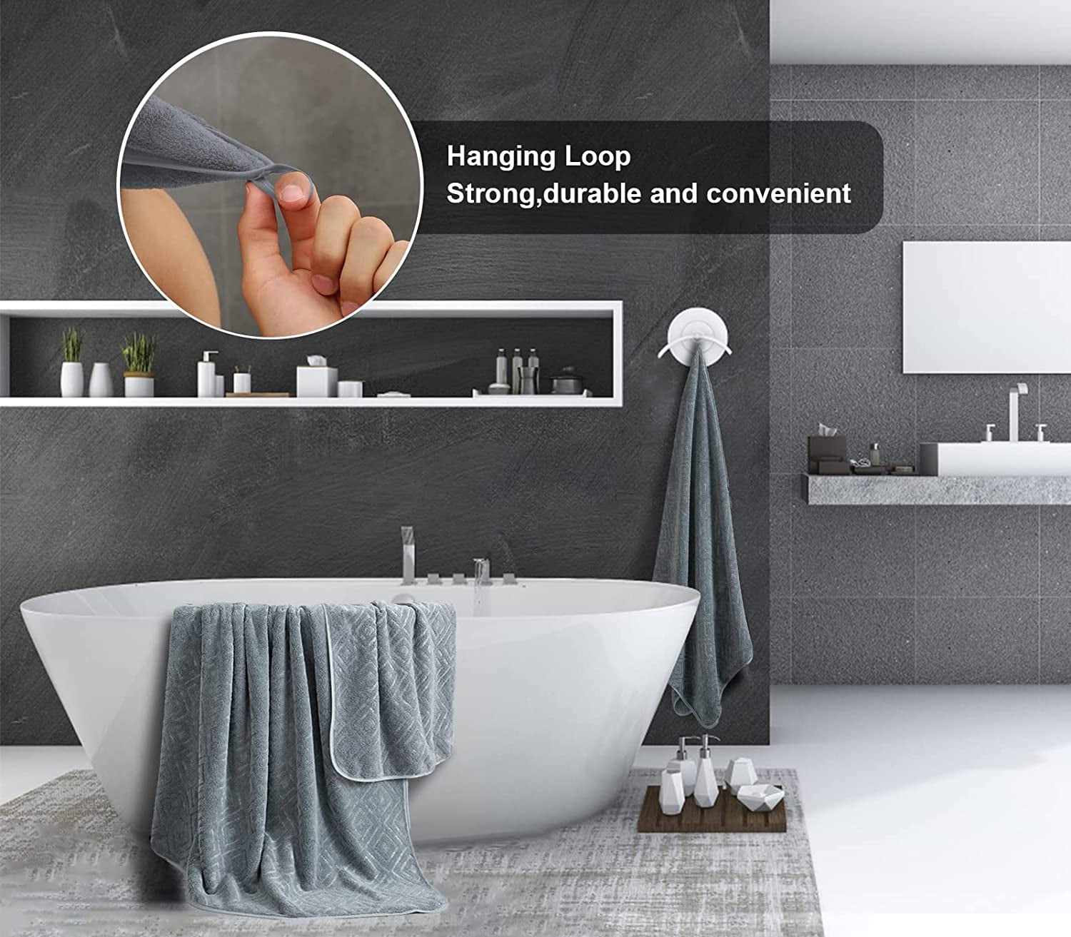 Jessy Home 8 Piece Home Collection Ultra Soft Cozy Towels 600 GSM Dark Gray Plush Towel Set