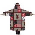 thumbnail image 2 of Oversized Wearable Blanket Hoodie,Red Plaid Dog Jigsaw Puzzle Sherpa Blanket Hoodie with Super Pockets,Super Warm Fuzzy Pullover for Women & Men, 2 of 6