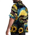 thumbnail image 3 of Crocodile Starry Sky Sunflower Men's Casual Poplin Button Down Short Sleeve Hawaiian Beach Shirt, 3 of 6