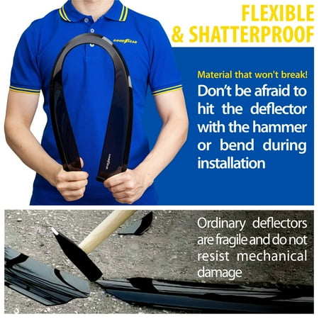 Goodyear Shatterproof in-Channel Window Deflectors for Honda CR-V (CRV) 2017-2022, Rain Guards, Window Visors for Cars, Vent Deflector, Car Accessories, 4 pcs - GY003445LP