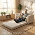 thumbnail image 4 of Gacale Sofa Bed, 2-in-1 Pull Out Loveseat Sleeper Sofa, Folding Floor Couch for Guest Room and Bedroom, Beige, 4 of 7