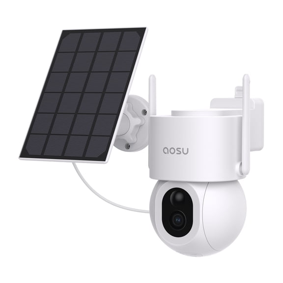 aosu 3K 5.0-MP Wi-Fi Outdoor AI-Smart Solar Security Camera with Panoramic PTZ, Auto-Tracking, Enhanced Detection, and 2-Way Talk, C9S2CH11