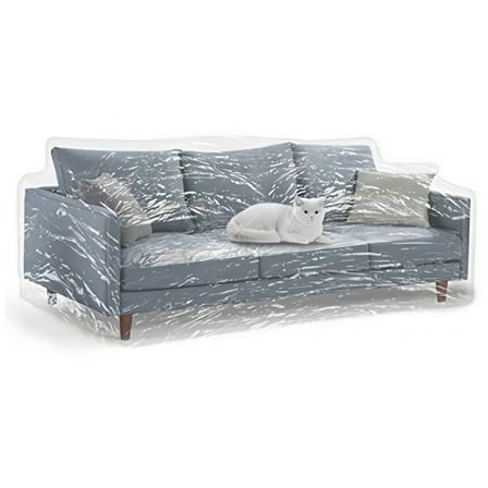 UU&T Couch Cover for Storage and Moving, 42"x96"x42" Clear Plastic Waterproof Slipcovers, Heavy Duty Sofa Protector for Pets Against