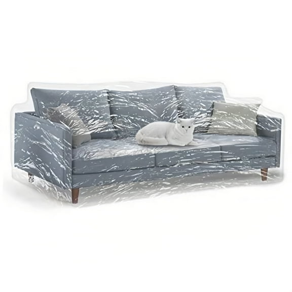 UU&T Couch Cover for Storage and Moving, 42"x96"x42" Clear Plastic Waterproof Slipcovers, Heavy Duty Sofa Protector for Pets Against