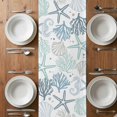 thumbnail image 4 of Aqua Teal Coastal Table Runner 90 Inches Long,Summer Beach Starfish Coral Nautical Cotton Linen Table Runners Dresser Scarves,Decorative Tabletop Scarf Furniture Cover for Home Dinner Party 13"x90", 4 of 8