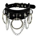 thumbnail image 1 of Collar con remaches redondos (negro), collar gótico con anilla en O de cuero sintético, estilo punk vintage, ajustable, 1 of 5