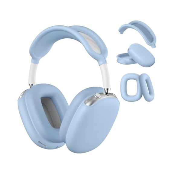 Eryueer AirPods Max Case - Soft Silicone Ear Cups & Headband Cover, Anti-Scratch Protective Cover compatible with Apple AirPods Max, Light Blue