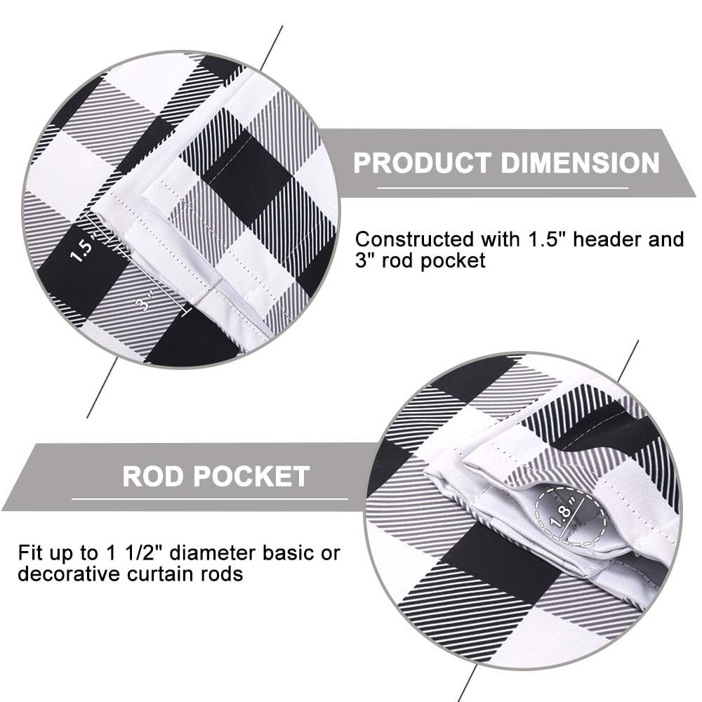 Woven Trends Farmhouse Curtains Kitchen Décor, Buffalo Plaid Shades, Classic Country Plaid Gingham Checkered Design, Farmhouse Décor, Window Curtain Treatments (Black, Tie-Up Shade)