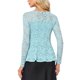 thumbnail image 3 of INSPIRAR CHIC Blusa de Manga Larga Sheer con Encaje y Abertura en el Frente, dobladillo Peplum, Talla XL, Gris Azul, 3 of 6