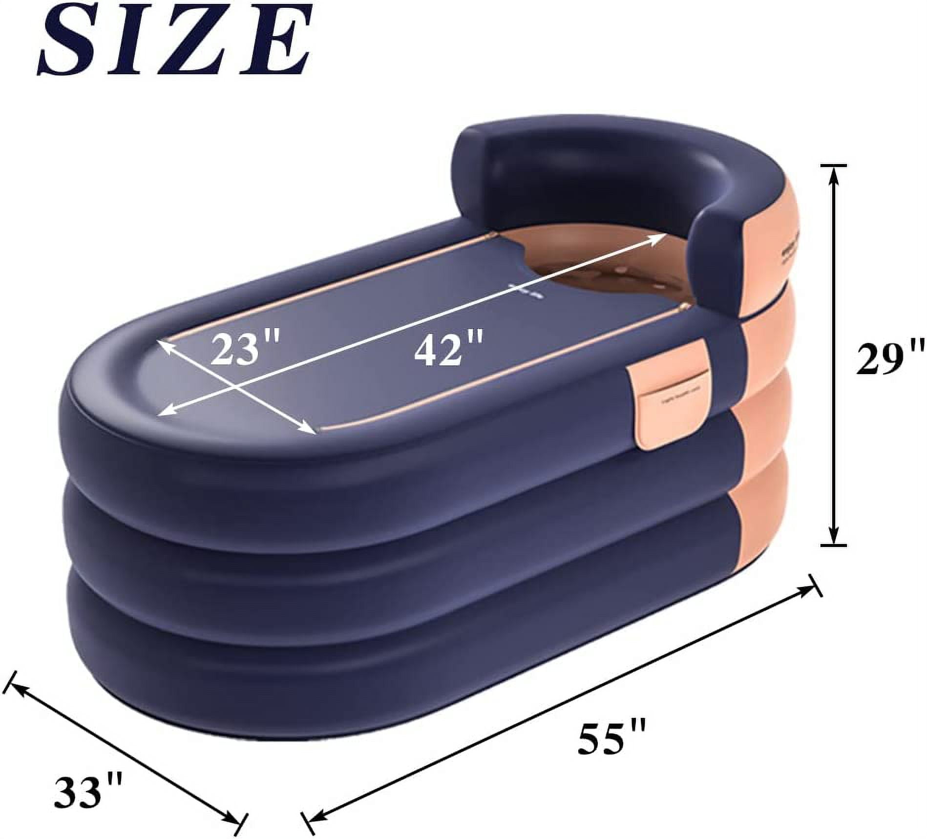 Foldable Portable Soaking Inflatable Bathtub with Electric Air Pump,Eco-Friendly Bathing Tub for Shower Stall,One-piece Bath Cover Design with Zipper, Keep Temperature Long Time