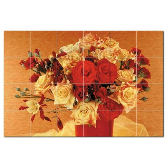 Flower Picture Ceramic Tile Mural Kitchen Backsplash Bathroom Shower, 404922-L64