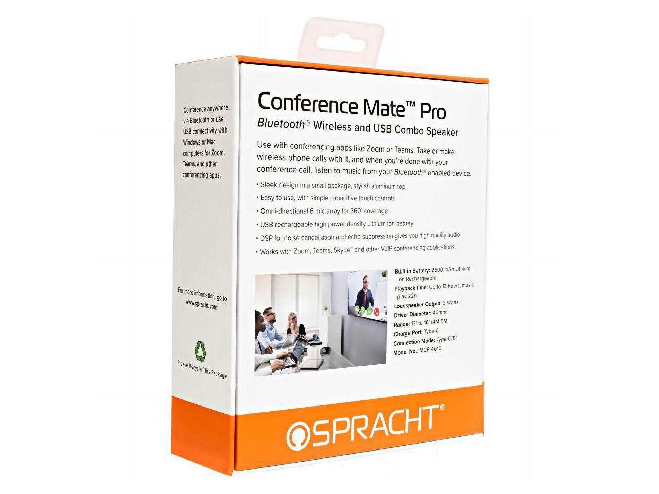 Spracht Conference Mate Pro Bluetooth and USB Wireless Speaker, Black MCP4010