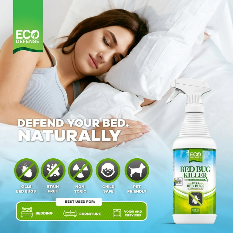 Eco Defense Bed Bug Spray USDA Biobased Bed Bug Killer Dust Mite Spray Child Pet Friendly Natural Repellent Treatment 16 oz