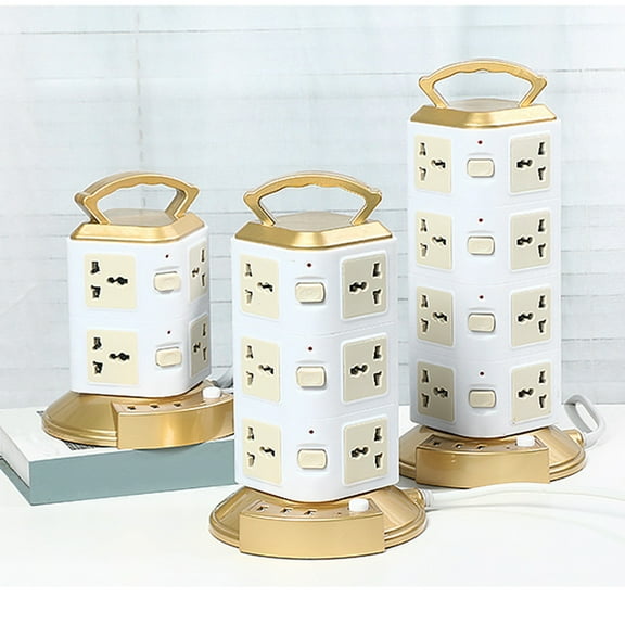 Vertical Power Strip Tower with 16 Outlets & 3 USB Ports (5V/2.1A) - 6.6ft Extension Cord, 2500W Surge Protector, Space-Saving Design, Overload Protection, White - Ideal for Home & Office Use