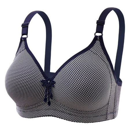 Ndbuld Plus Size Bras for Women Wireless Women s Bra Soild Wire Underwear Bra Everyday Comfortable Breathable Bra Underwear Clearance Sales online Deals M Dark Blue
