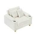 thumbnail image 6 of Black Corduroy Single Sofa with One Pillow, Two Throw Pillows, a Footstool and Two Storage Spaces (White), 6 of 11