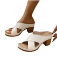 thumbnail image 4 of ShiShine Women's Contrast Stitch Cross Band Mule Sandals Open Toe Block Heel Casual Summer Sandals, 4 of 4
