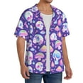 thumbnail image 2 of Rateoe Skull mushroom colorful Pattern Men's Short Sleeve Classic Shirt, Casual Short-Sleeved Shirt, Lightweight Summer Shirt, Cuban Collar Shirt,Button-Front Shirt-4X-Large, 2 of 5