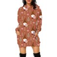 thumbnail image 2 of Mini vestido holgado de moda con estampado navideño de manga larga con capucha para mujer Pompotops  hdfakjf9290, 2 of 5