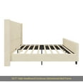 thumbnail image 7 of 50.7'' High Headboard Corduroy Upholstered Bed Frame with Vertical Stripe Wingback and High Footboard No Box Spring Needed, King Size, Cream, 7 of 7