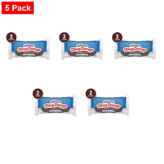 Hostess Ding Dongs Snack Cakes, Chocolate Flavor, Sleeve 2 count - 5 Pack