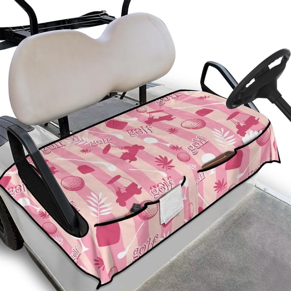 Whosucclay Golf Pink Soft Golf Cart Seat Towel Blanket Breathable for EZGO Club Car Yamaha Icon, 4-Pocket Towel Seat Cover