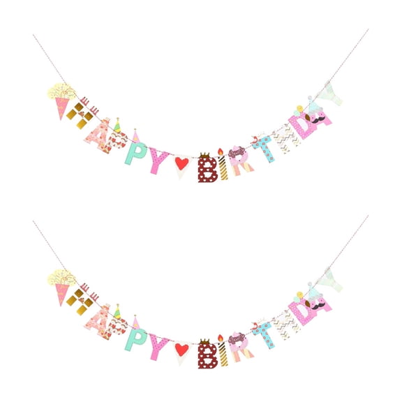 unbranded 2pcs 2m HAPPY BIRTHDAY Paper Banners Flags Colorful Garland Decor for Baby Birthday Decorations