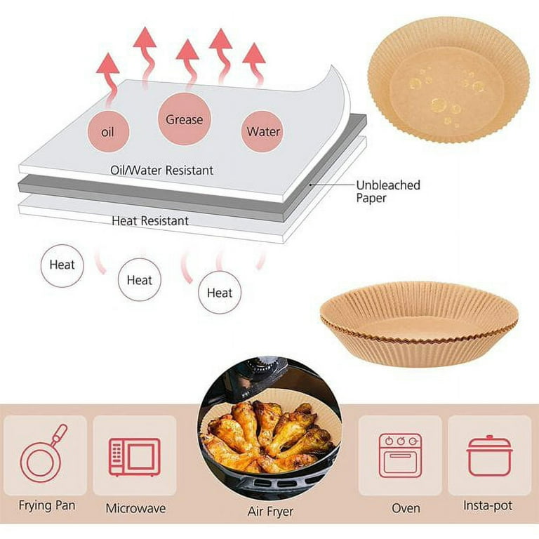 100pcs 16cm Air Fryer Disposable Paper Liner Non-Stick Pan Baking