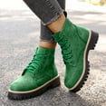 thumbnail image 2 of Dakaela Women's Ankle Combat Boots Waterproof Lace up Hiking Chelsea Booties Wide Widths Winter Outdoor Dress Shoes Green 6.5, 2 of 8